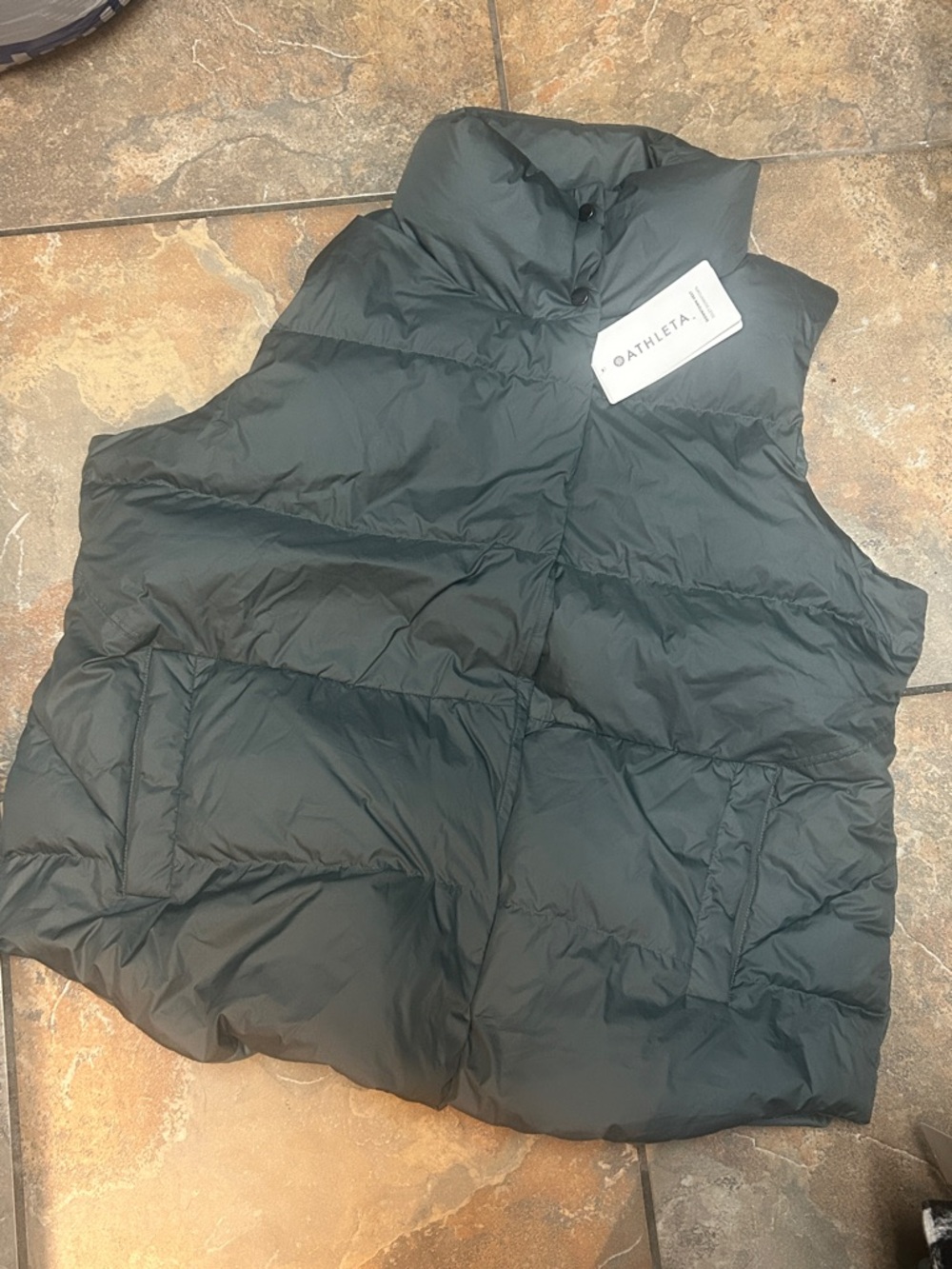 Athleta Black Quilted Puffer Vest